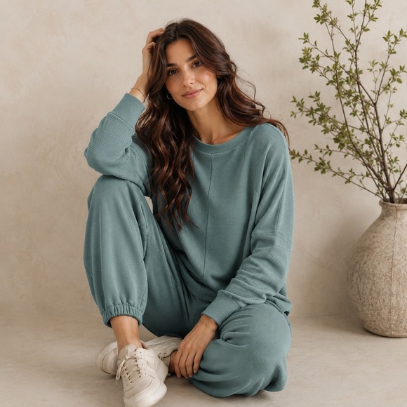 Soma Intimates Other - 24/7 by SOMA Womens Sage Green Ribbed Lounge Set Top and Joggers Size M